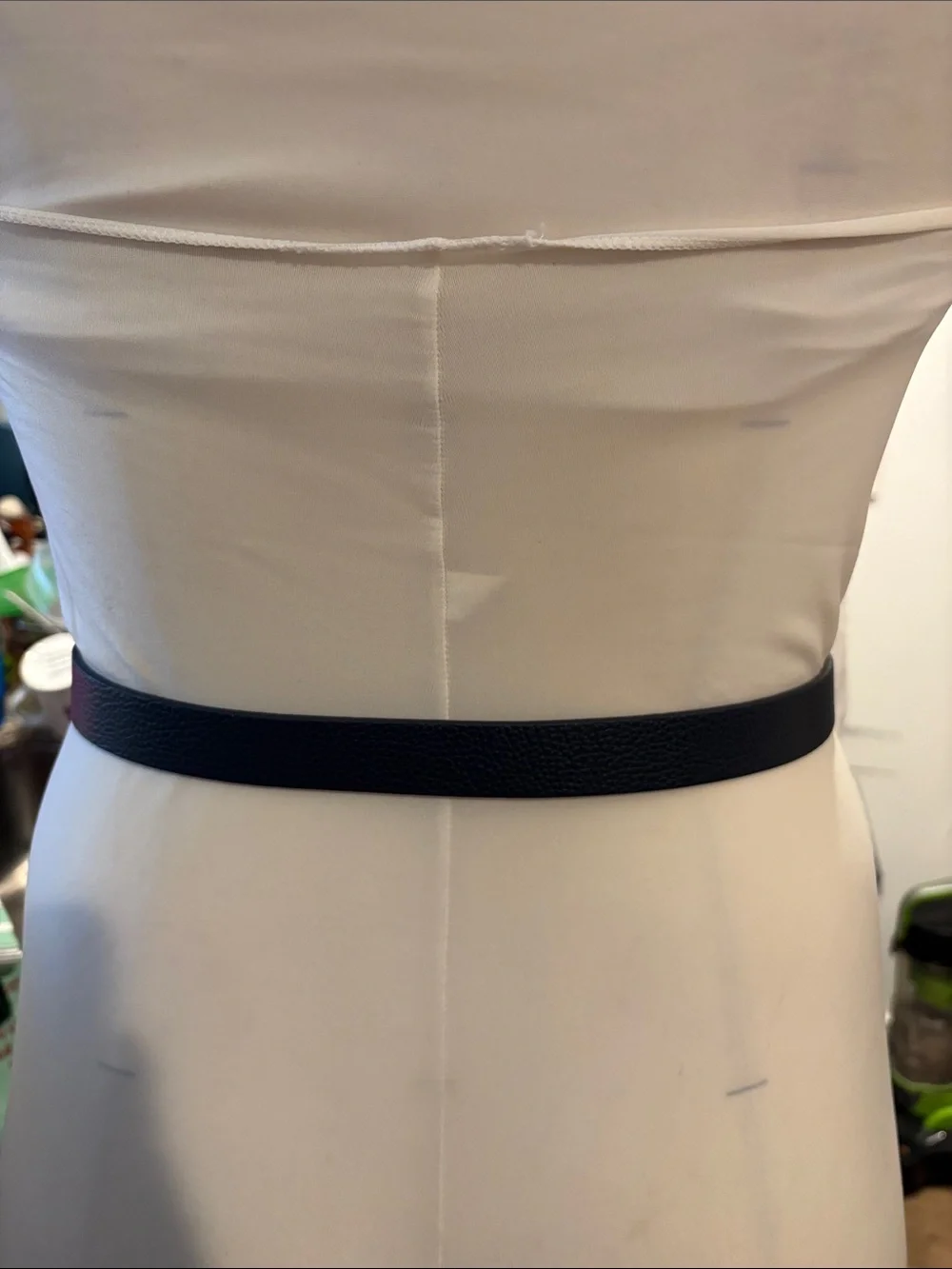 Talbots Black Leather Belt with Twisted Chain Buckle